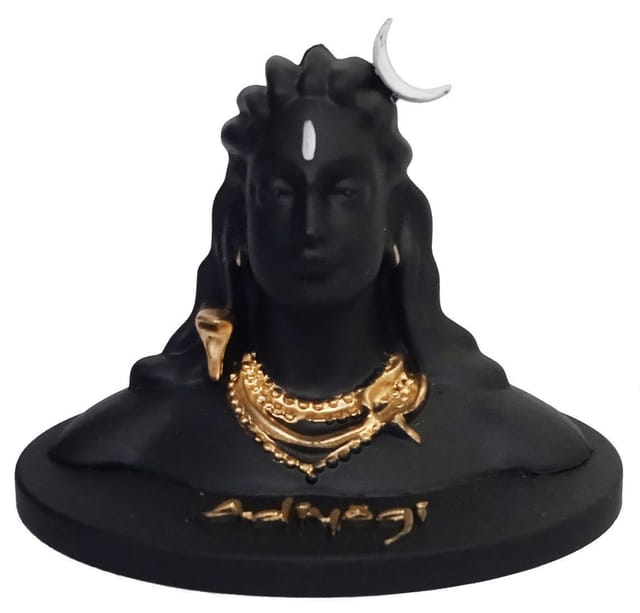 Resin Idol Adiyogi Shiva Shankara: Home Temple Or Car Dashboard Statue (12491A)