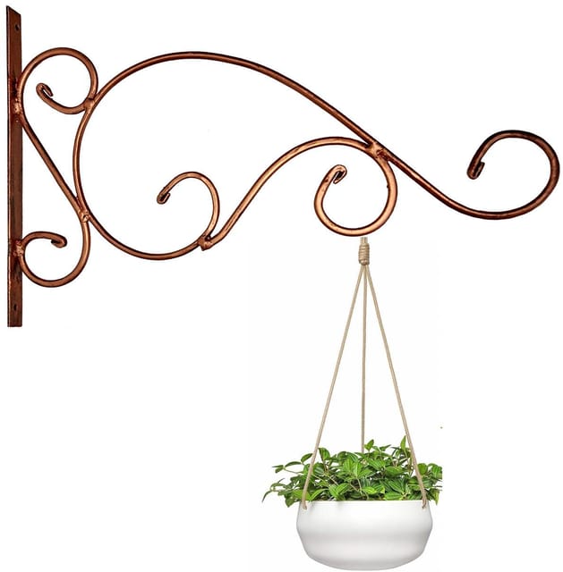 Iron Wall Hook: Gold Finish Bracket Angle For Hanging Lantern Diya Pots Planters Clock, Large (12517A)