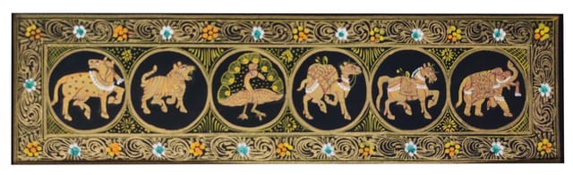 Silk Cloth Painting Jungle Parade: Collectible Indian Miniature Art Unframed Wall Hanging (12479E)