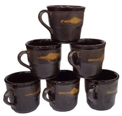 Ceramic Tea Coffee Cups Set of 6 Mugs: Indian Souvenir Memorabilia, 100ml (12370C)