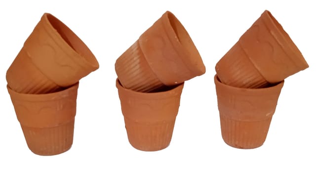 Earthen Clay Mud Kulhar Cups: Eco-friendly Sustainable Material Set Of 6 Mugs, 100 ml (TMP051)