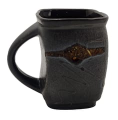 Ceramic Tea Coffee Mug: Classy Glazed Finish Square Design Cup (10055H)