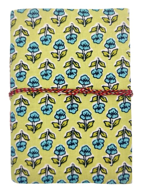 Handmade Paper Journal 'Jaipur Blossoms': Block-print Fabric Cover Vintage Diary Notebook With Thread Closure, 7*5 Inches (12747B)