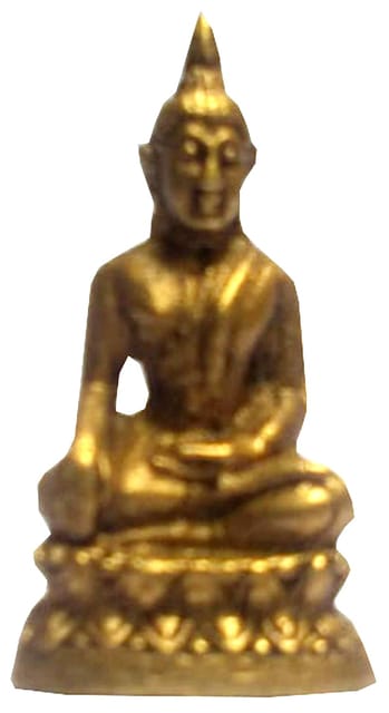 Rare Miniature Brass Idol Meditating Buddha: Unique Collectible Gold Finish Statue (11899)