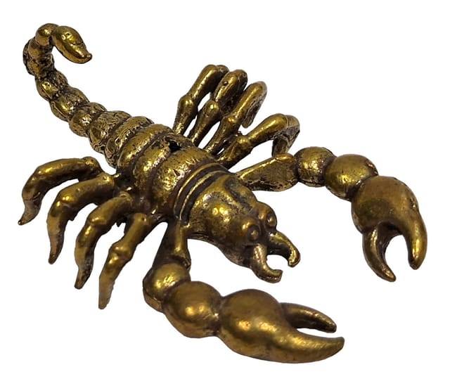 Rare Miniature Brass Figurine Scorpio Bichu Bichchu: Collectible Statue With Detailed Very Fine Workmanship Beach Souvenir (12699M)