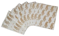 Paper Card-Envelope Pack (Set of 10) 'White Paisley': Handmade Organic Paper Cards 4*3 inches For Personalized Greetings (11454D)