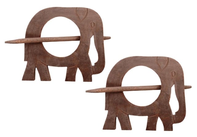 Wooden Curtain Holder Tie Back Drape Clips 'Royal Elephant': Set Of 2 (11147)