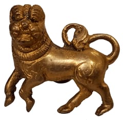 Brass Knob 'Lion Cub': Designer Small Pull Handle in Antique Finish (11795A)