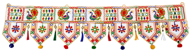 Cotton Bandhanwar (Bandharwal Toran)  Door Hanging Window Valance Tapestry; Ethnic Indian Decor (12447B)