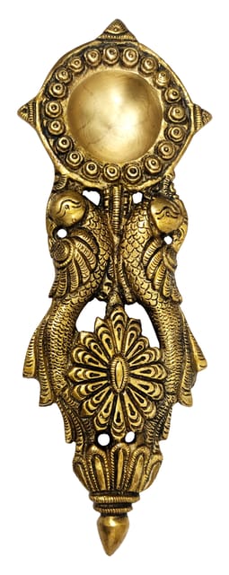 Brass Aarti Diya Deepak Holder with Intricate Sculpting and Pair of Parrots (10376)