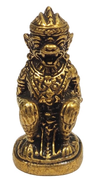 Rare Miniature Brass Idol Hanuman In Thai Buddism: Collectible Statue With Detailed Very Fine Workmanship (12698Z1)