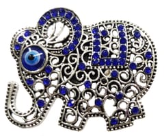 Metal Fridge Magnet Elephant: Evil Eye Design With Glittering Stones (12759A)