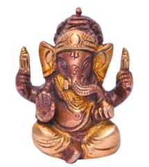 Brass Statue Lord Ganesha: Collectible Idol in Copper-Silver Finish (10646)