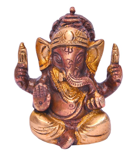 Brass Statue Lord Ganesha: Collectible Idol in Copper-Silver Finish (10646)