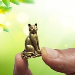 Rare Miniature Brass Figurine Cat: Collectible Statue With Detailed Very Fine Workmanship (12699Q)