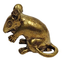 Rare Miniature Brass Figurine Ganesh Vahana Mooshak: Collectible Mouse Statue With Detailed Very Fine Workmanship (12699P)